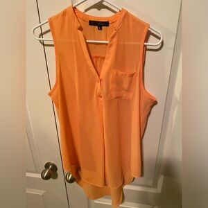 Heart Soul Orange Button Down Shirt Top Sz L